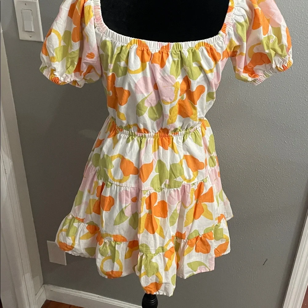 Sabo Kalluah Dress Women's Small Cutout Waist Dusty Floral Cotton Sundress Retro - Picture 4 of 9
